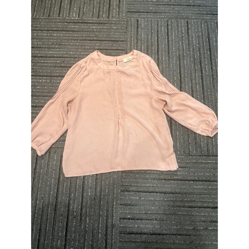 Elodie Women Blush Pink Pintuck Pleated Shoulder Long Sleeve Blouse Size XS